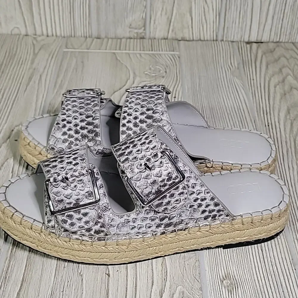 Logo by Lori Goldstein Lindsay Leather Snake Double Strap Sandals Womens Size 6